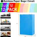 SUNCOLOR 12-Pack Rainbow Small Gift Bags with Handles – 8" Recyclable Goodie Bags for Party Favors, Birthdays & Celebrations