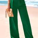 KIRUNDO Wide Leg Dress Pants for Women High Waisted Office Work Trousers Business Casual Slacks Button Flowy Palazzo Pant (Green, L)