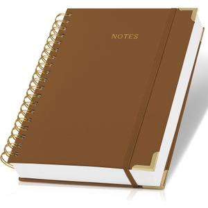 Aesthetic Thick Spiral Notebook Journal For Women in B5 Format - Stylish Linen Hardcover College Ruled Note Book w 300 Lined Pages - Cute Supplies For Bible Study & Staying Organized at Work or School (Camel)