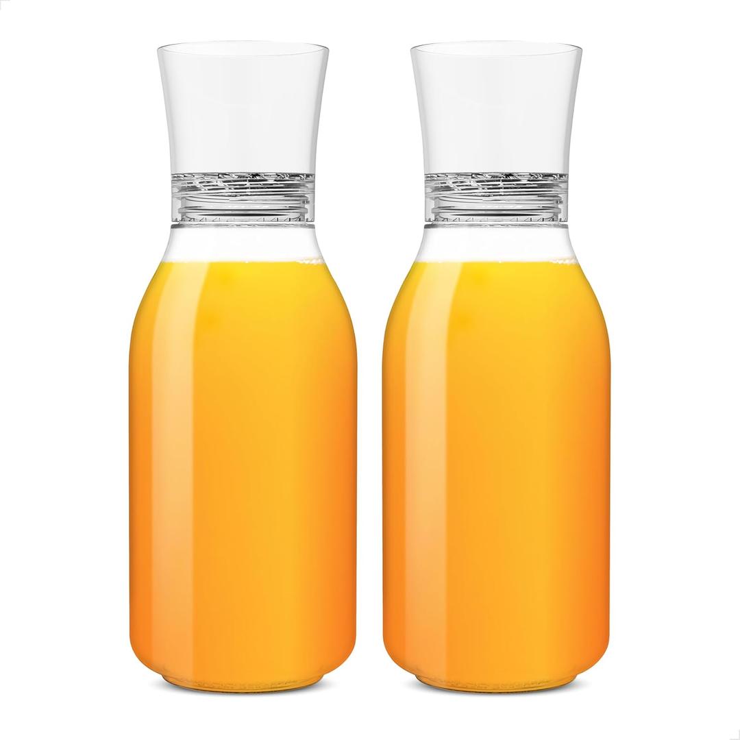 TOSSWARE POP 32oz Carafe Set of 2, Premium Quality, Recyclable, Unbreakable & Crystal Clear Plastic Drink Pitcher