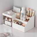 Makeup Organizer with Drawers, Cosmetic Storage for Dresser Vanity and Bathroom Countertop, for Kids Family, Toothpaste Holder for Bathroom Vanity Organizer Storage (White)