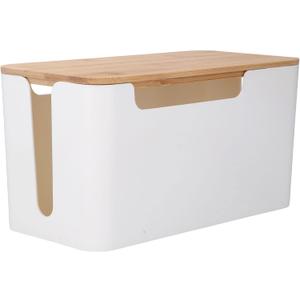Cable Management Box, Wooden Cable Organizer Box with Lid Cord Storage Organizer Wire Holder Small Cord Organizer Case Extension Cord Box for Cord Hider Tv Wires Routers Computers Wires Home Office