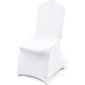 VEVOR 100 Pcs White Chair Covers Polyester Spandex Chair Cover Stretch Slipcovers for Wedding Party Dining Banquet Flat-Front Chair Covers