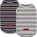 2Pack Dog Shirt Cotton Striped T-Shirts Stretchy Comfortable Pet Vest for Puppy and Cat Super Soft Dog Shirts Vest Sleeveless Breathable Basic Clothes for Boy Girl Dogs, Size: 2XL(Back: 19.7", Chest: 25.6", 29.8-40.8lbs)