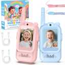 BlueFire Kids Walkie Talkies with Video Screen Display Toy Radios with Voice Effects, One-on-One Pairing, Long Range Birthday Toys Gifts for Boys & Girls Ages 312 (Pink+Blue)