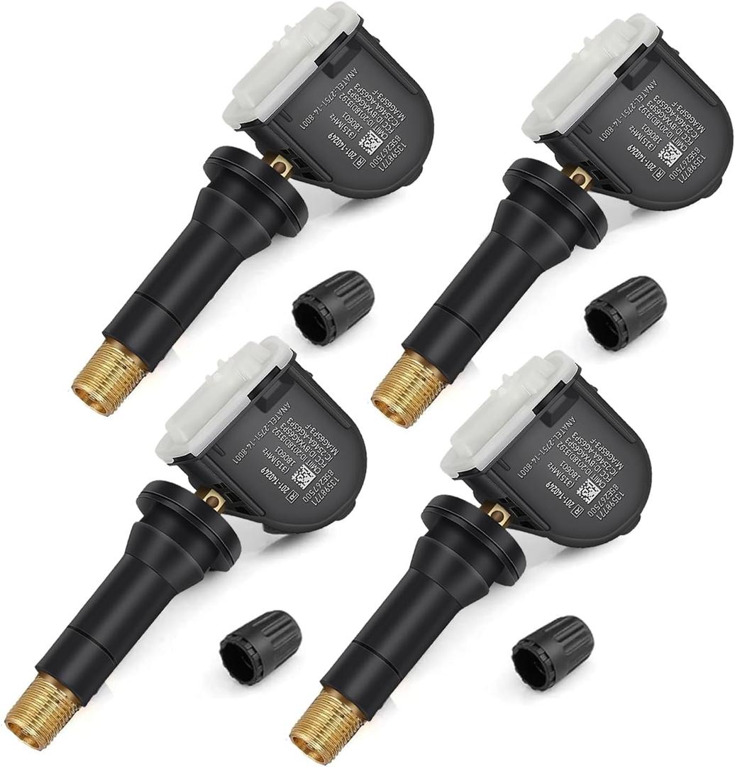 4-Pack GM TPMS Sensors 315MHz, Pre-Programmed Tire Pressure Monitoring System Replacement for Chevy Silverado Equinox, GMC Sierra, Buick, Cadillac - Replaces OE# 13598771 13598772 13586335 13581558