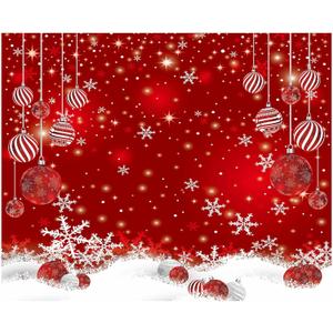 Allenjoy 10 x 8 FT Red Christmas Sparkle Bokeh Snowflakes Photography Background Xmas Party Decor Backdrop for Photo Studio Prop Supplies