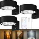 3-Pack Picture Lights for Wall, Rechargeable Battery Operated LED Painting Light with Remote Control Dimmable & Timer, 3 CCT Magnetic Art Display Lighting, Wireless Wall Decor Puck Light, Black