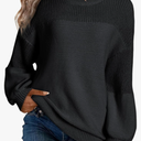 Dokotoo Women's Casual Long Sleeve Sweaters Loose Crewneck Knit Solid Pullover Sweater Jumper Tops Size L