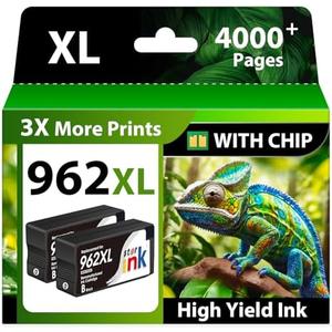 962XL Black Ink Cartridges Combo Pack with Latest Chip – 2 Pack Replacement for HP 962 XL Black Ink, Compatible with Replacement for HP OfficeJet Pro 9010 9020 9015 9018 9025