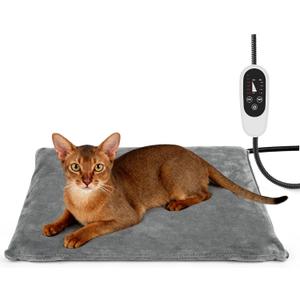NICREW Cat Heating Pad, Temperature Adjustable Heated Cat Bed with Auto Shut Off Timer, Indoor Pet Heated Bed Mat for Small Dogs, 17.7 x 15.7 Inches (Gray)