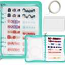KEIFIN Press On Nail Storage Organizer Binder with 8 Insert Pages - A5 Size Reusable Fake Nail Swatch Collecting Book Polish Color Display Holder Container with Tape and Zipper Pocket (CYAN)