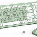 Wireless Keyboard and Mouse Combo, FullSized Wireless Keyboard and Adjustable DPI Mouse, 2.4GHz USB Receiver, Silent Keyboard and Mouse for PC, Windows, MAC, Desktop, Laptop (Avocado Green)