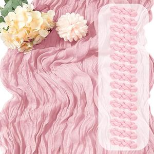 8 Pack Light Pink Cheesecloth Table Runner 17 x 108 inch Cheese Cloth Table Runners 9ft Pink Table Runner Rustic Romantic Sheer Gauze Runner for Wedding Party Baby Shower Table Decoration
