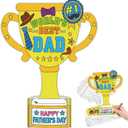 2 x Qpout 36 PCS Fathers Day Trophy Craft Kit for Kids, DIY Color Your Own Best Dad Trophy & Card, Fun Fathers Day Crafts for Kids, Art Activities for Home or School