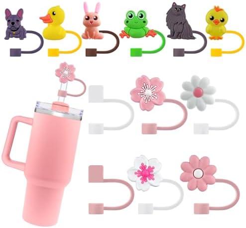 Velaco 8PCS Silicone Straw Covers Cap for Stanley Cup, 10mm Cute Straw Toppers for20 30 40 oz Tumblers, Dust-Proof Drinking Cup Accessories