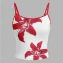 WDIRARA Women's Floral Print Cami Top Spaghetti Strap Crop Tops Flowers Camisole