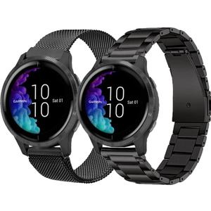 Metal Bands for Garmin Vivoactive 4/Venu 2 3 4 45mm/Forerunner 570(47mm)/255/265/945 Watch Bands, 22mm Metal band Strap for Amazfit GTR 4,GTR 3,GTR 2,2e,Ticwatch Pro 3,Fossil Gen 5 for Women and Men Black