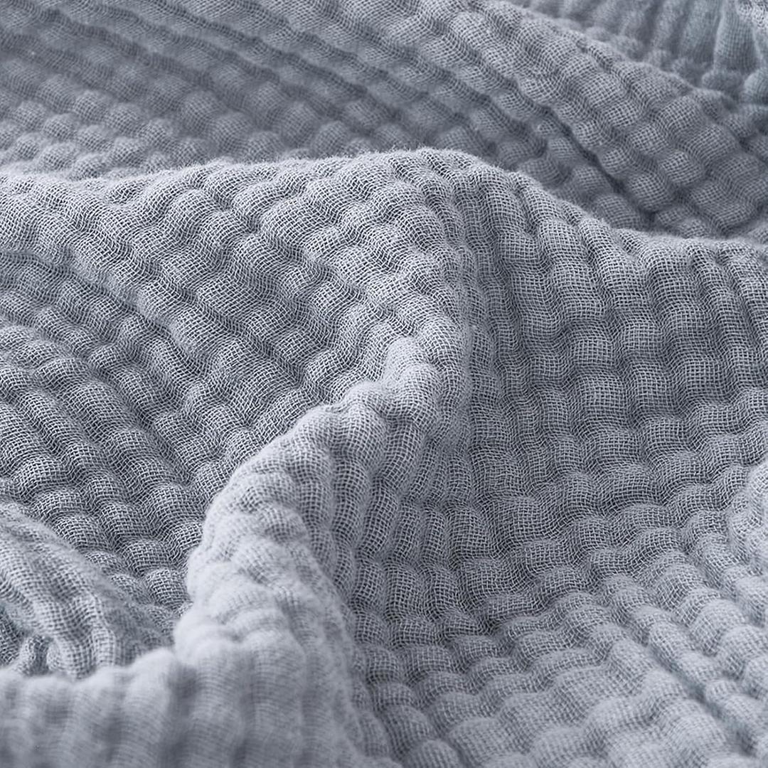 EMME Cotton Muslin Large Throw Blanket Couch Breathable Gauze Blanket Soft Lightweight Bed Blankets Adults (Dusty Blue, 50"x70")