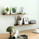 Floating Shelves for Wall Decor, Long Wall Mounted Storage Shelf for Bedroom, Living Room, Bathroom, Kitchen, Nursery, Rustic Display Picture Ledge Shelf with Lip Set of 2-24 Inches, Brown, 23.6in