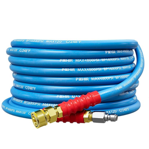 POHIR 25ft Pressure Washer Hose 3/8" 4800 PSI, No Marking Kink Free Hose with Quick Connect Ends and Adapters for Hot & Cold Water up to 248°F, Steel Wire Braided Hose for Power Washing