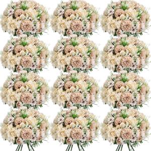 Tigeen 12 Bundles Peonies Artificial Flowers Faux Roses Silk Flowers Hydrangea Artificial Bouquet for Wedding Table Centerpiece Floral Vase Home Office Bridal Decor (Coffee Color)