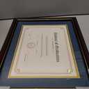 GraduationMall 8.5x11 Diploma Frame with Navy over Gold Mat or Display 11x14 Certificate without Mat,Solid Wood & UV Protection Acrylic,Cherry Finish with Gold Trim