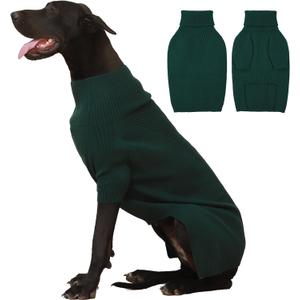 IECOii Extra Large Dog Sweater 4XL,Thermal Warm Dog Sweaters for Giant Breed Dogs, Turtleneck Knitted Knitwear for Pet Winter, Stretchy&Easy On Doggy Sweatshirt for Doberman, Great Dane(Green, XXXXL)