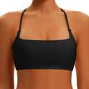 Comper Sports Bra for Women Cross Back Wirefree Workout Bras Lightweight Workouts Bralette with Thin Straps & Removable Pads (S)