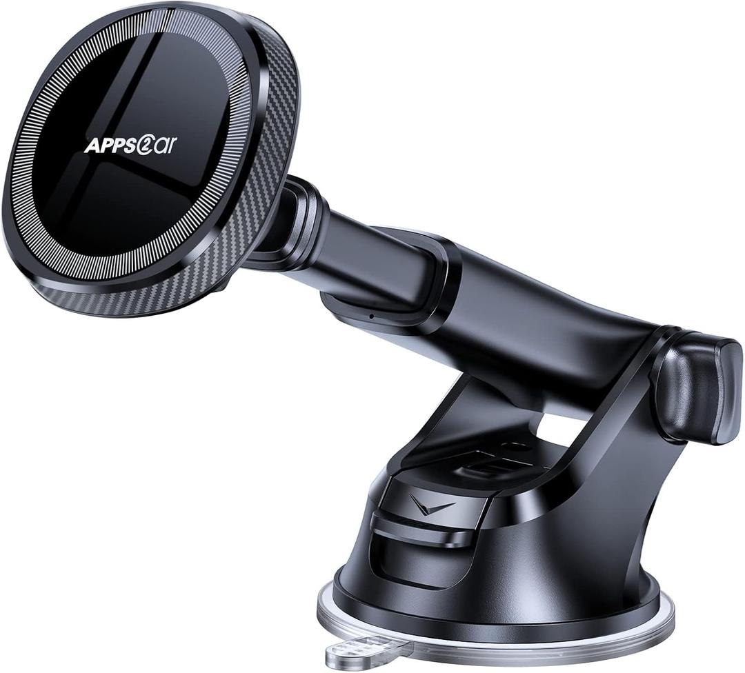 APPS2Car for MagSafe Car Mount, Magnetic Phone Holder for Car Dashboard Windshield iPhone Mount Holder Compatible with iPhone 16 15 14 13 12 Pro Plus Max, 17 Strong Magnets, Charging Not Supported (Black)
