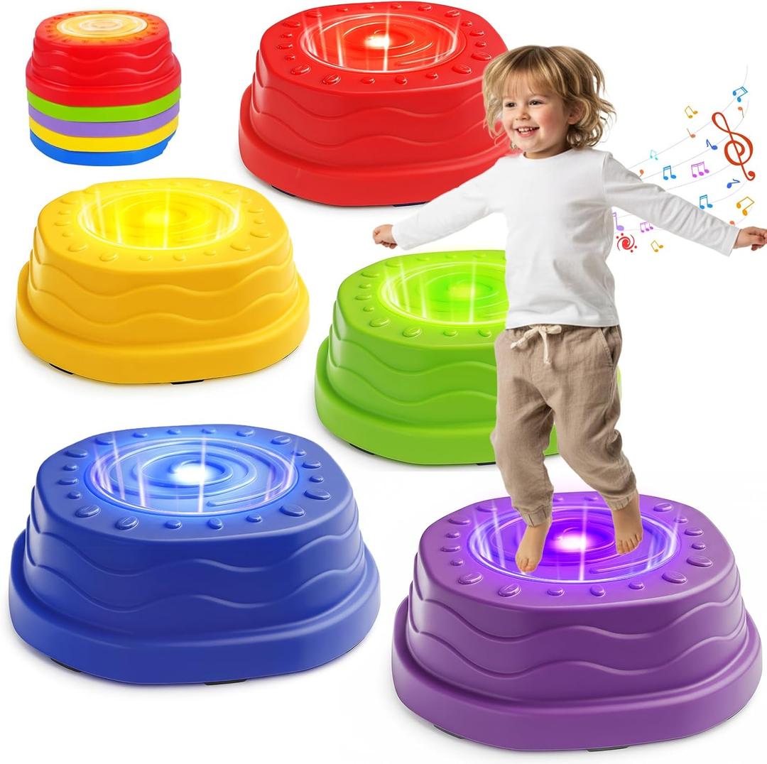 Stepping Stones for Kids - 3 Game Modes Stepping Stones with Light up&Music Non-Slip Balance Sensory Indoor Outdoor Play, Toddler Activities, Toys Birthday for Children Aged 3+