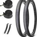 MOHEGIA Mountain Bike Tires 2-Pack - 20/24/26/27.5 Inch Folding MTB Tires and 2 Inner Tubes Schrader Valve & Tire Levers - Off-Road Bicycle Replacement Set