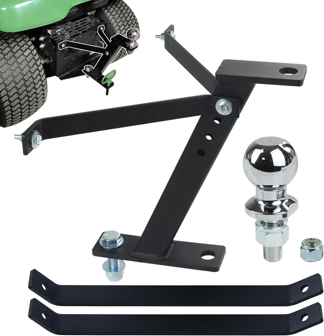 Tractor Lawn Mower Trailer Towing Hitch with Chrome Trailer Hitch Ball, 3,500 lbs, 2 Inch Diameter, 3/4 x 2-Inch Shank for Cub Cadet Husqvarna Craftsman and All Conventional Lawn Mowers