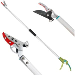 GARTOL Pruner for Garden, Cut Upto 1/2 Inch & Hold Pole Pruner, Lightweight Fruit Picker with 180 Degree Rotating Handle, Long Reach Tree Branch Cutter with Aluminum Pole, 4.2 FT, Silver