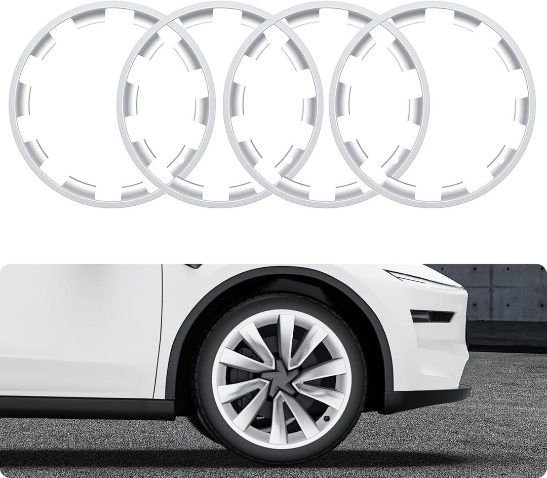 BASENOR 2026 2025 Tesla Model Y 20 Inch Wheel Rim Protector, Silver Scratch Guard Hubcap Curb Rash Cover, Tire Trim Protection for Model Y Juniper Accessories