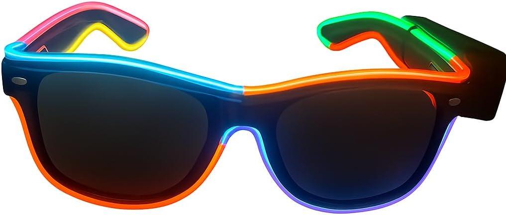 AMIMA Wireless Led Light up Glasses Multi-Color Glow Neon Rave Glasses for Rave Party, EDM, Halloween Costumes(8 Colors)