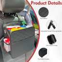 Upgrade Car Seat Organizer Backseat with Storage Pockets, Multipurpose Car Organizer Hanging, Car Trash Bag Can,Premium PU Leather Garbage Can 2.14 Gallon Large Capacity, Black.