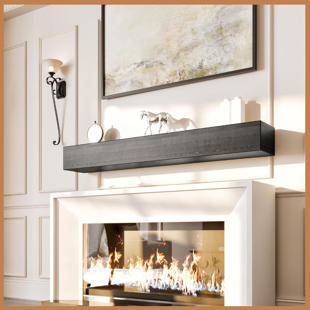 Avana Farmhouse Fireplace Mantel - Handcrafted Wood, 72" x 8" x 5" - Espresso Finish Avana Farmhouse Fireplace Mantel - Handcrafted Wood, 72" x 8" x 5" - Espresso Finish