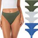 Jo & Bette Seamless Thongs for Women - High Waist Panties 6 Pack - Thong Underwear Pack Breathable No show Sports (M)