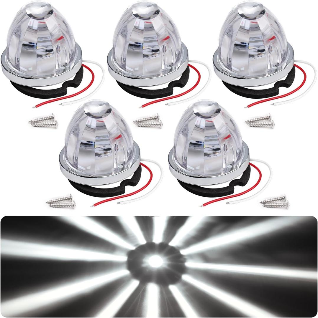 TMH 5 Packs Watermelon White Lights for Semi Truck, LED Watermelon Side Marker Light, Underbody 12-24V for Truck Trailer Heavy-Duty Trucks, and Multi-Purpose Vehicles.