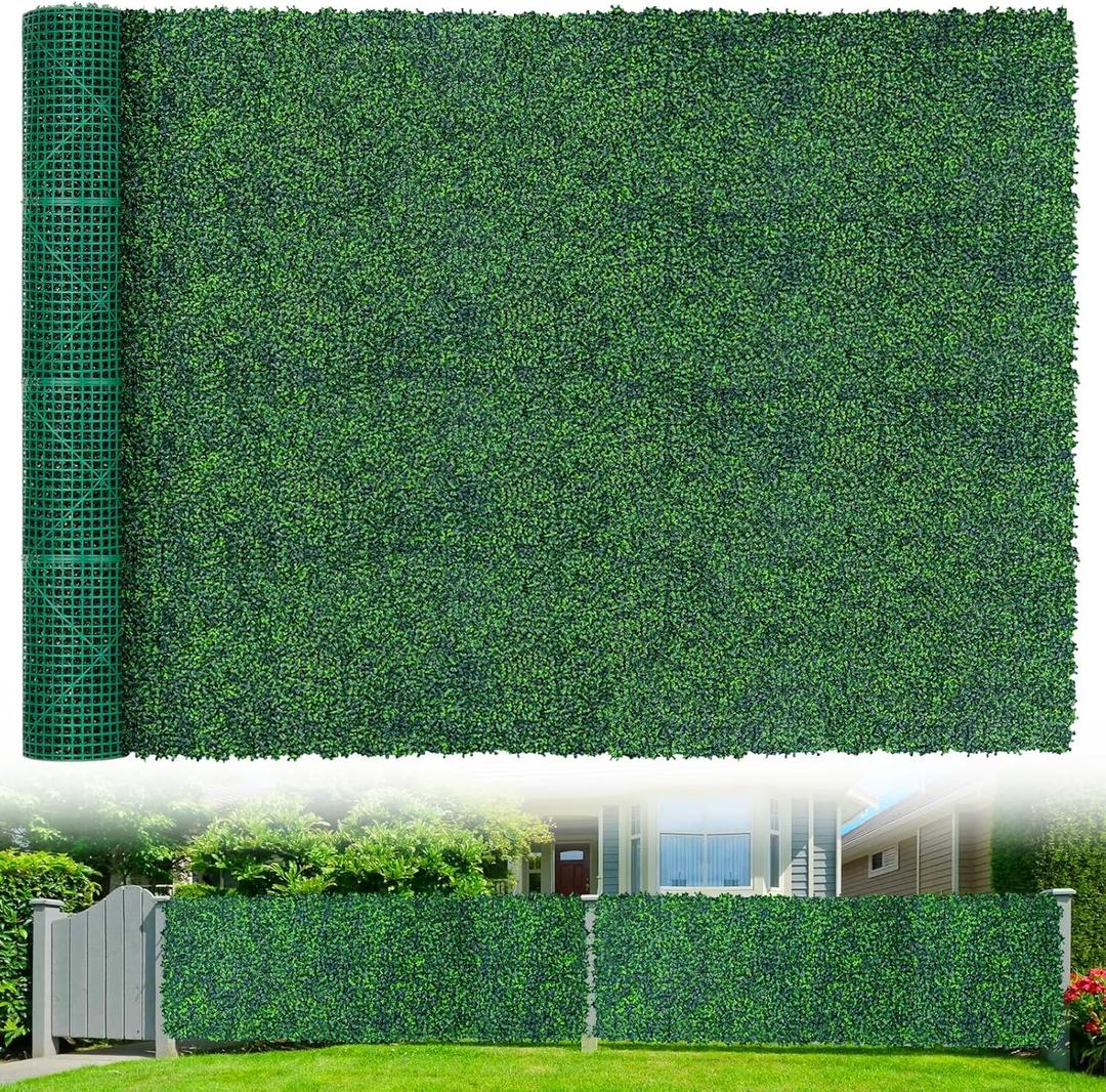 Grooy Artificial Boxwood Roll Panels, 71"x 144"(72 sq.ft) UV-Anti Faux Ivy Leaves Privacy Fence Screen Grass Wall Roll Panels for Indoor Home Decor and Outdoor Garden Backyard