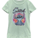 Disney Lilo Stitch Times Girl's Heather Crew Tee (Mint, X-Small)