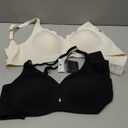 Womens Seamless Bras No Underwire Wireless Push Up Full Coverage Bra Scalloped V Neck T-Shirt Bra Comfort Bralettes (X-Large, Black+beige)