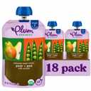 Plum Organics Stage 2 Organic Baby Food - Pear + Pea with Spinach - 4 oz Pouch (Pack of 18) - Organic Fruit and Vegetable Baby Food Pouch BBD 08/12/2026