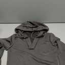 Women Solid Slim Drawstring Hooded Sweatshirt Long Sleeve V Neck Crop Tops Spring Fall Chest Pockets Pullover Blouse, Small
