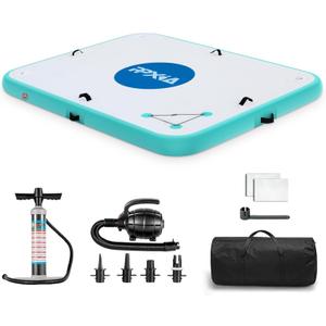 PPXIA Inflatable Dock- Floating Docks for Lakes 8ft 5ft, Inflatable Water Mat Island Float Blow Up Platform for River, Pool, Ocean (Green, 8x5ft)