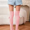 Sexybody Women's Thigh High Socks Over the Knee Knit Socks, Winter Leg Warmers Stockings Knee High Tube Arctic Fleece (Pink)