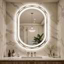30"X40" Oval LED Bathroom Mirror with Lights, Frameless Vanity LED Mirror for Bathroom with Beveled Edge, Backlit Anti-Fog, Dimmable, 3 Colors, Memory Function, Tempered Glass, Shatter-Proof