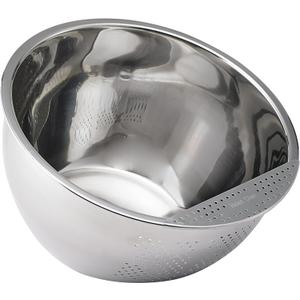 Helen's Asian Kitchen Professional Rice Washing Bowl Stainless Steel Rice Rinser Strainer with Side Drainer, 3-Quart Capacity. Ideal for Quinoa, Rice, Grains, Legumes, Vegetables. Kitchen Essential