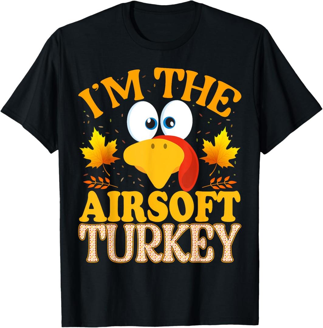 Thanksgiving I'm The Airsoft Turkey Matching T-Shirt, Small, Black